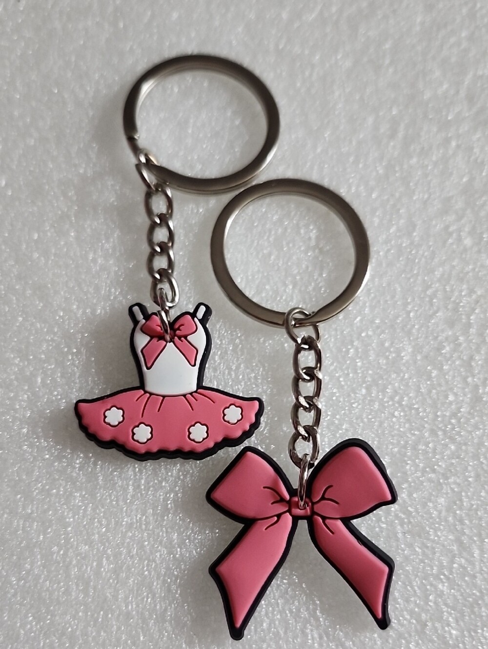 Kids Pink Ballerina Dress & Bow Keychain Set - Costume Accessory